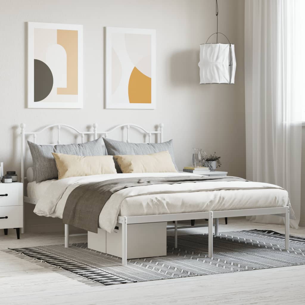 Cadre de Lit en Métal design Épuré-Blanc-avec tête de lit-140 x 200 cm-La-Fabrique-Industrielle