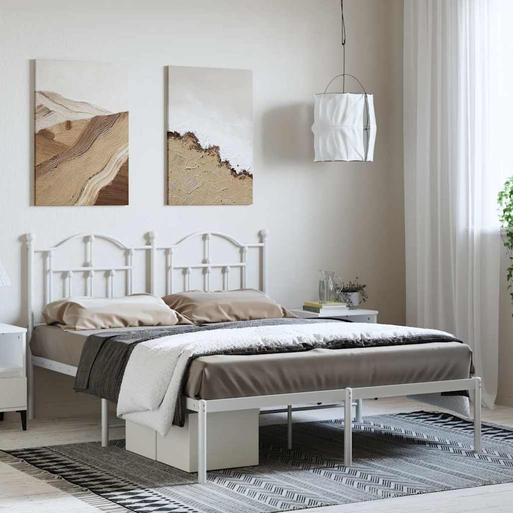 Cadre de Lit en Métal design Épuré-Blanc-avec tête de lit-150 x 200 cm-La-Fabrique-Industrielle