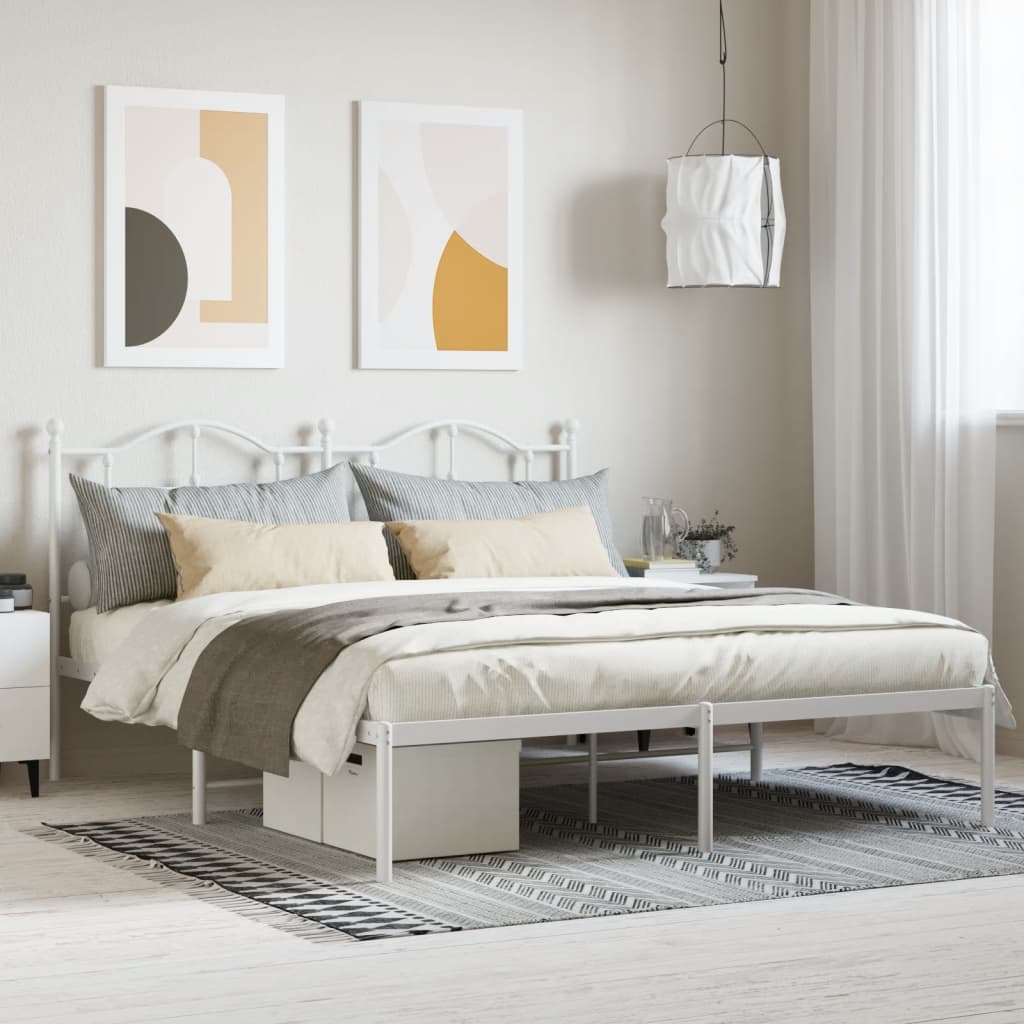 Cadre de Lit en Métal design Épuré-Blanc-avec tête de lit-160 x 200 cm-La-Fabrique-Industrielle