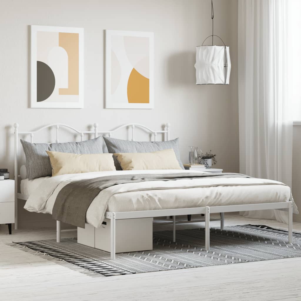 Cadre de Lit en Métal design Épuré-Blanc-avec tête de lit-180 x 200 cm-La-Fabrique-Industrielle