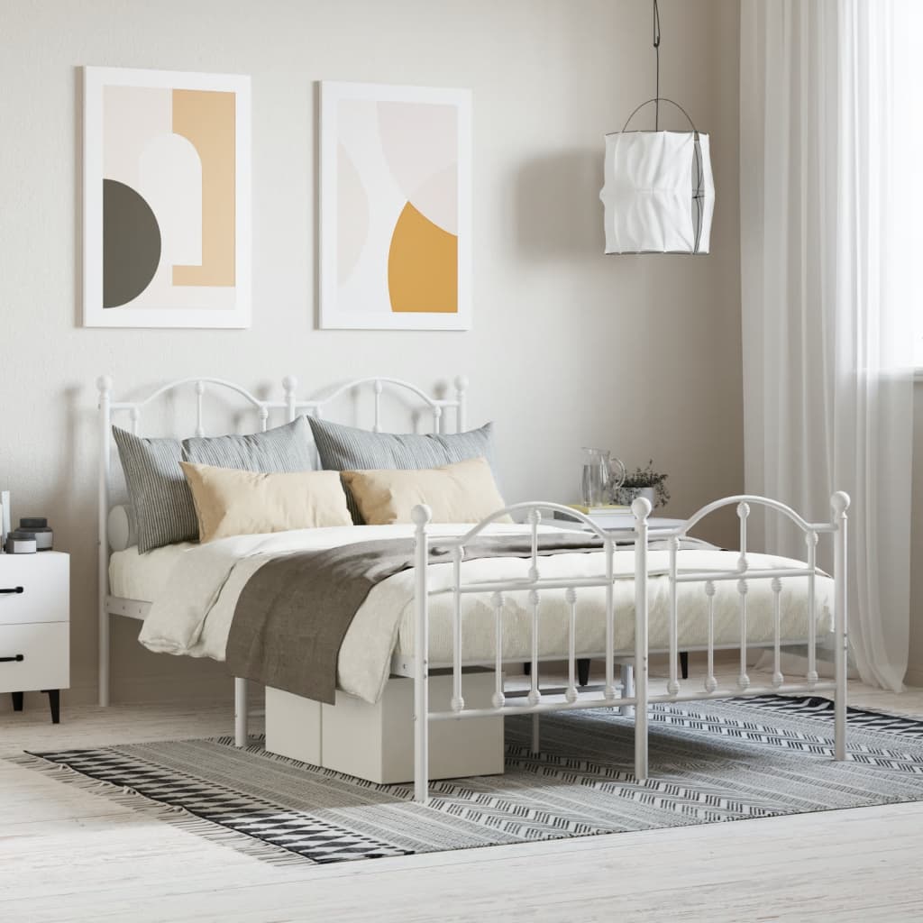 Cadre de Lit en Métal design Épuré-Blanc-avec tête de lit et pied de lit-120 x 190 cm-La-Fabrique-Industrielle