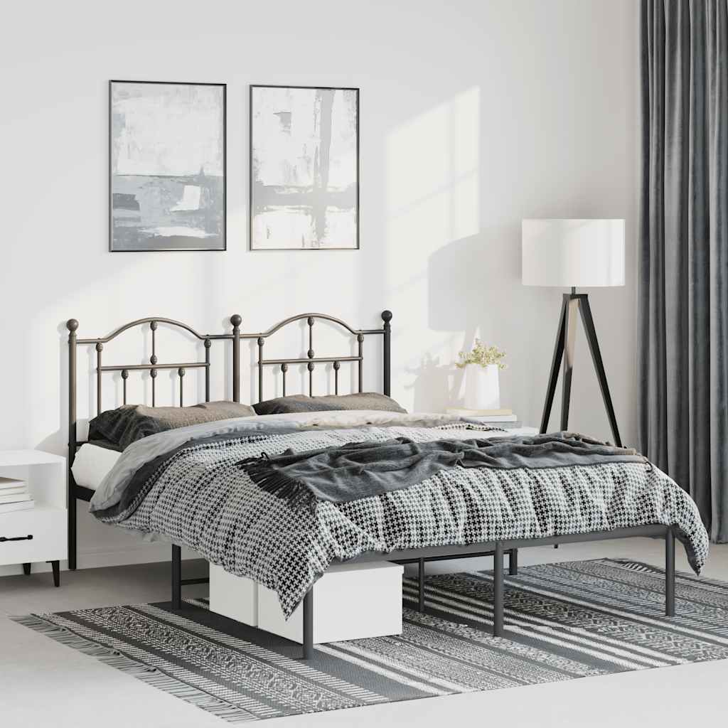Cadre de Lit en Métal design Épuré-Noir-avec tête de lit-135 x 190 cm-La-Fabrique-Industrielle