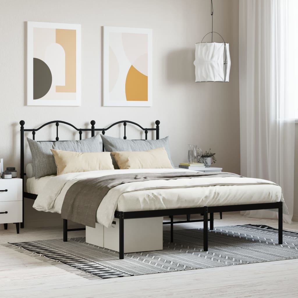 Cadre de Lit en Métal design Épuré-Noir-avec tête de lit-140 x 190 cm-La-Fabrique-Industrielle