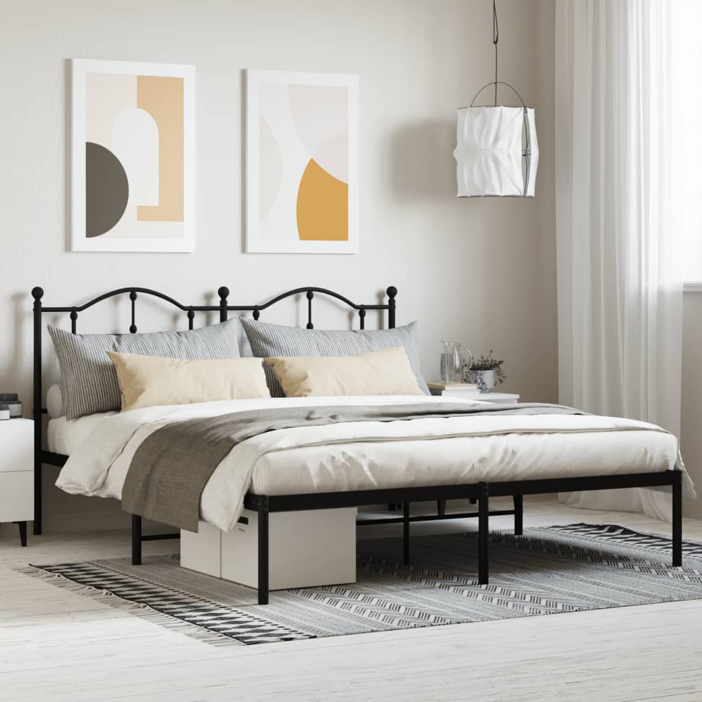 Cadre de Lit en Métal design Épuré-Noir-avec tête de lit-160 x 200 cm-La-Fabrique-Industrielle