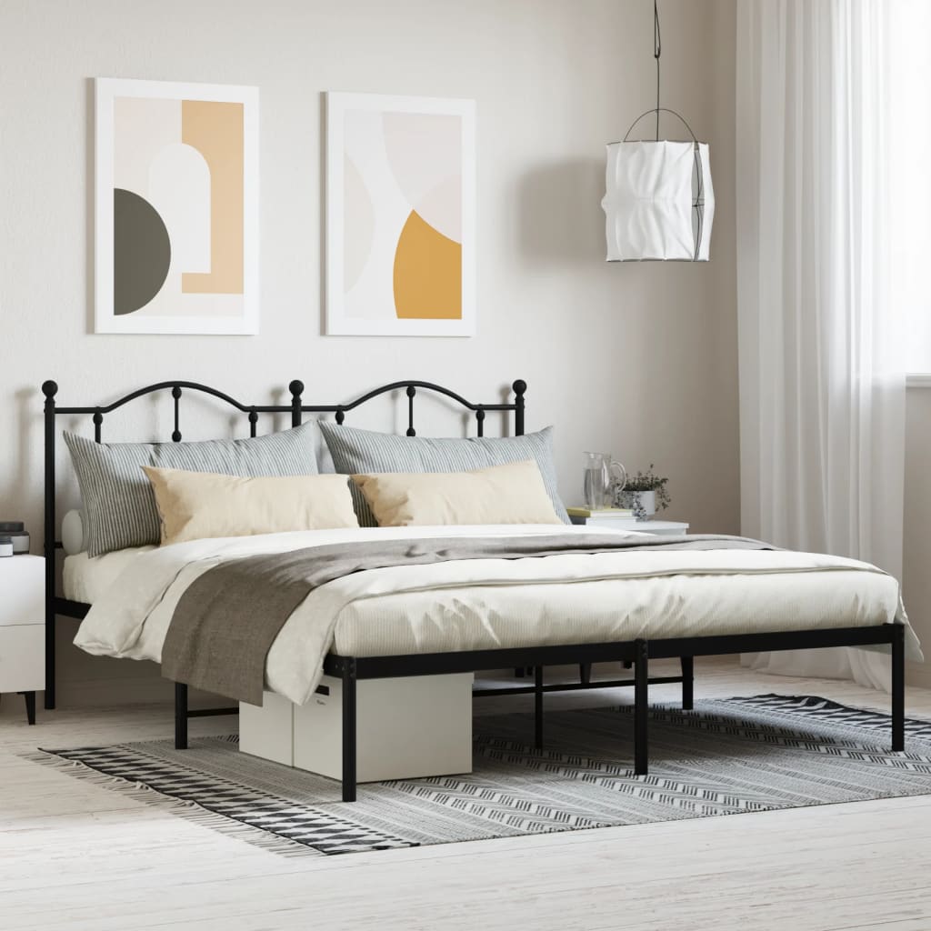 Cadre de Lit en Métal design Épuré-Noir-avec tête de lit-180 x 200 cm-La-Fabrique-Industrielle
