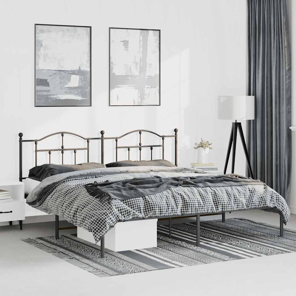 Cadre de Lit en Métal design Épuré-Noir-avec tête de lit-183 x 213 cm-La-Fabrique-Industrielle