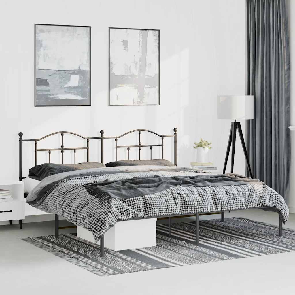 Cadre de Lit en Métal design Épuré-Noir-avec tête de lit-193 x 203 cm-La-Fabrique-Industrielle