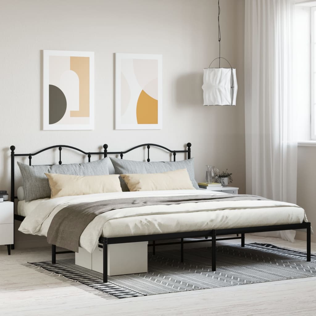Cadre de Lit en Métal design Épuré-Noir-avec tête de lit-200 x 200 cm-La-Fabrique-Industrielle