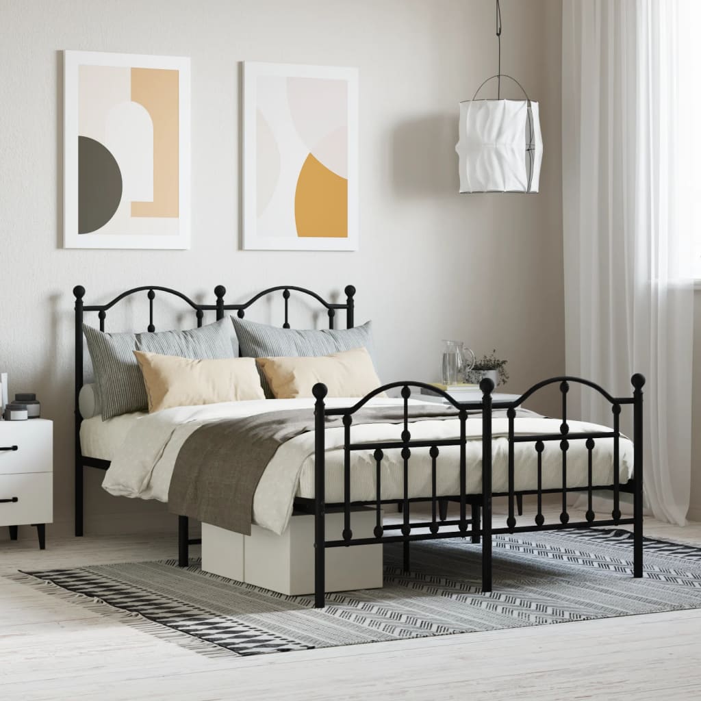 Cadre de Lit en Métal design Épuré-Noir-avec tête de lit et pied de lit-120 x 200 cm-La-Fabrique-Industrielle