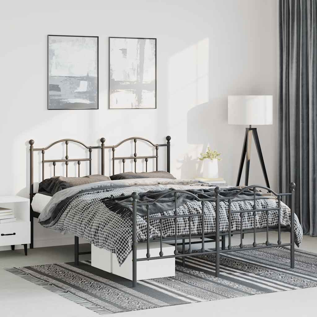 Cadre de Lit en Métal design Épuré-Noir-avec tête de lit et pied de lit-135 x 190 cm-La-Fabrique-Industrielle