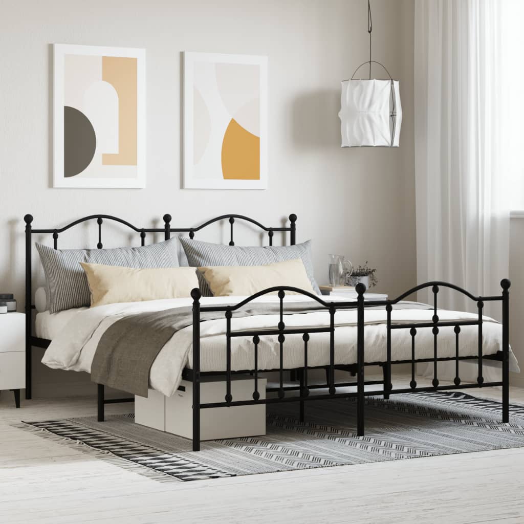 Cadre de Lit en Métal design Épuré-Noir-avec tête de lit et pied de lit-180 x 200 cm-La-Fabrique-Industrielle