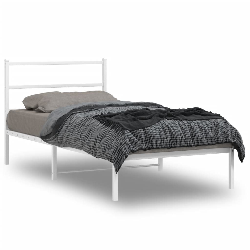 Cadre en Métal Blanc Avec Tête de Lit-Blanc-avec tête de lit-100 x 190 cm-La-Fabrique-Industrielle