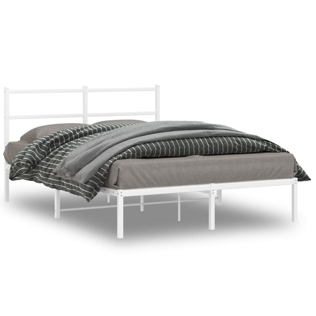 Cadre en Métal Blanc Avec Tête de Lit-Blanc-avec tête de lit-135 x 190 cm-La-Fabrique-Industrielle