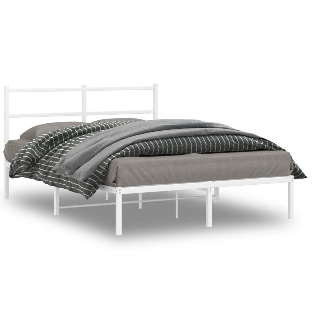 Cadre en Métal Blanc Avec Tête de Lit-Blanc-avec tête de lit-140 x 190 cm-La-Fabrique-Industrielle