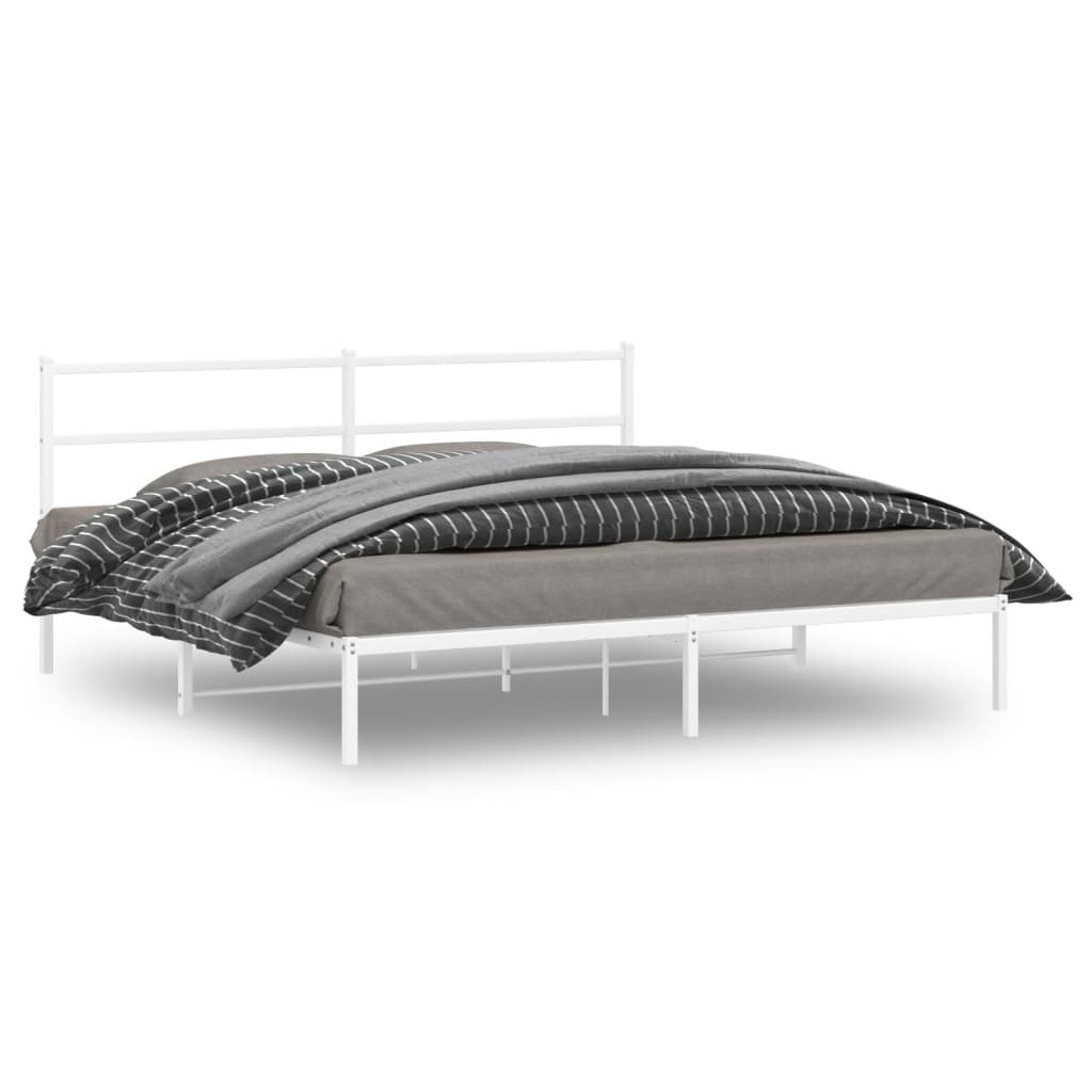 Cadre en Métal Blanc Avec Tête de Lit-Blanc-avec tête de lit-180 x 200 cm-La-Fabrique-Industrielle