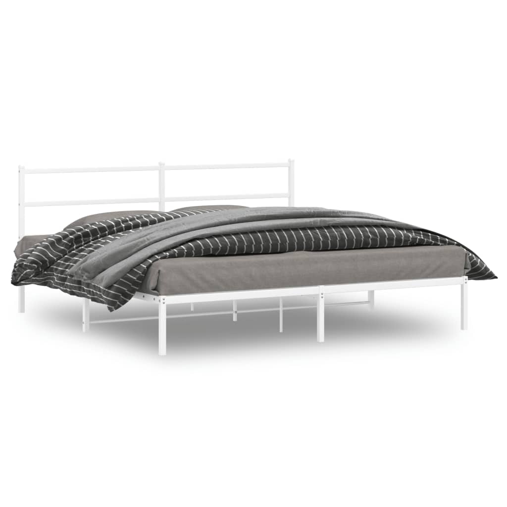 Cadre en Métal Blanc Avec Tête de Lit-Blanc-avec tête de lit-183 x 213 cm-La-Fabrique-Industrielle