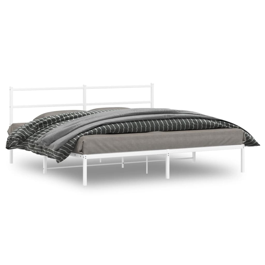 Cadre en Métal Blanc Avec Tête de Lit-Blanc-avec tête de lit-200 x 200 cm-La-Fabrique-Industrielle