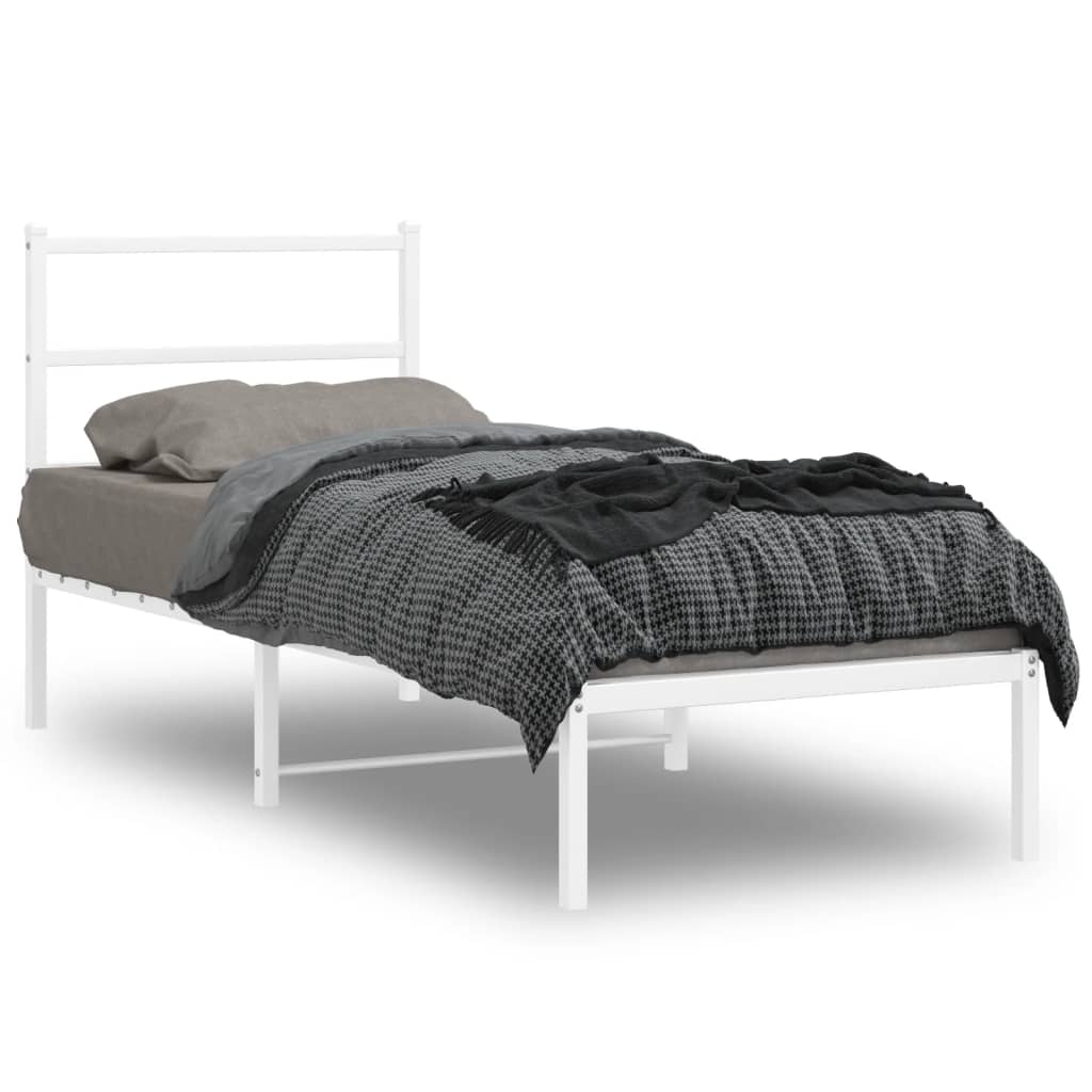 Cadre en Métal Blanc Avec Tête de Lit-Blanc-avec tête de lit-75 x 190 cm-La-Fabrique-Industrielle