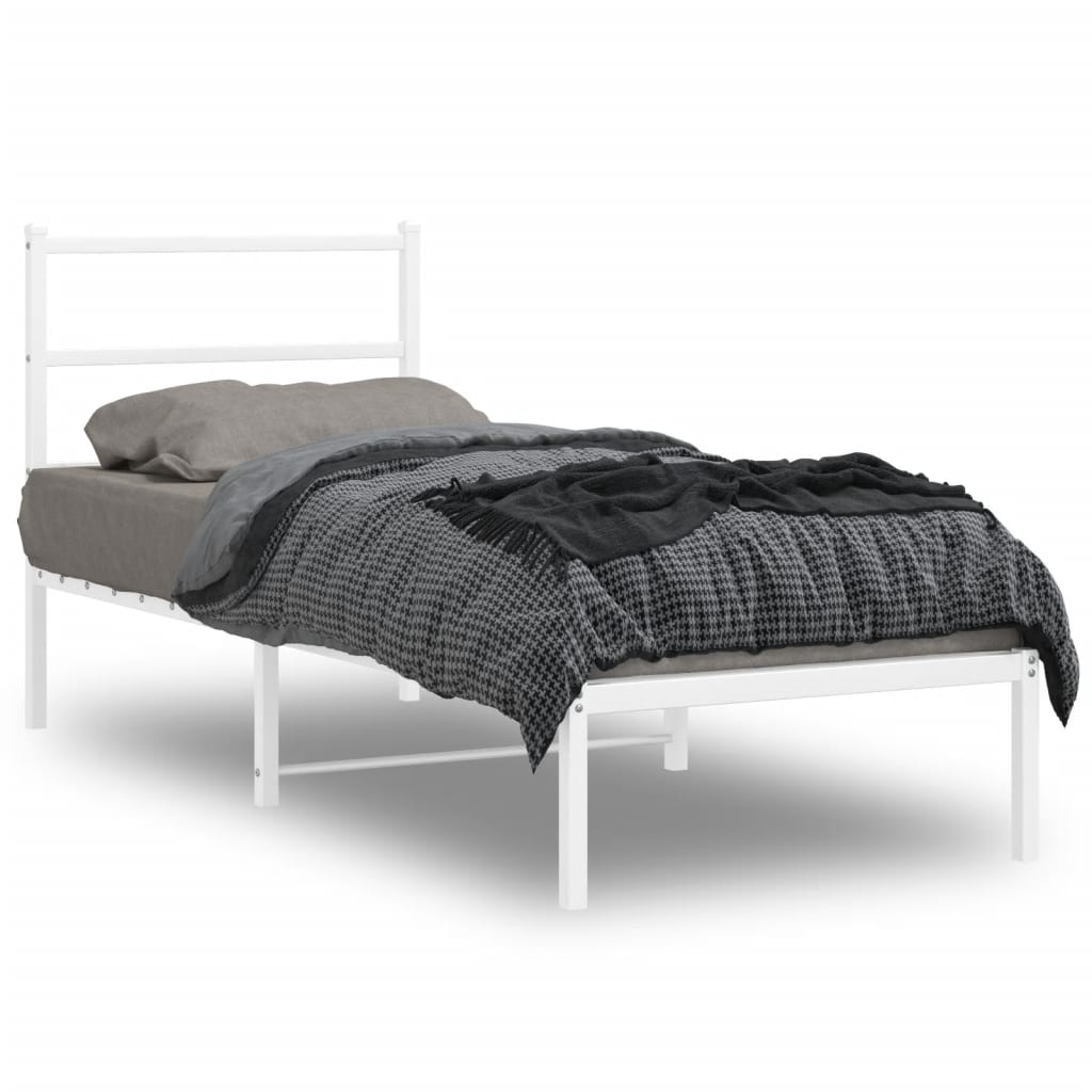 Cadre en Métal Blanc Avec Tête de Lit-Blanc-avec tête de lit-80 x 200 cm-La-Fabrique-Industrielle