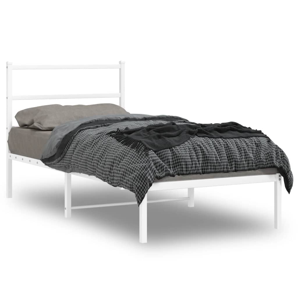 Cadre en Métal Blanc Avec Tête de Lit-Blanc-avec tête de lit-90 x 190 cm-La-Fabrique-Industrielle