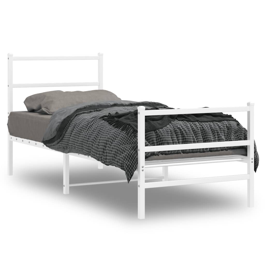 Cadre en Métal Blanc Avec Tête de Lit-Blanc-avec tête de lit et pied de lit-80 x 200 cm-La-Fabrique-Industrielle