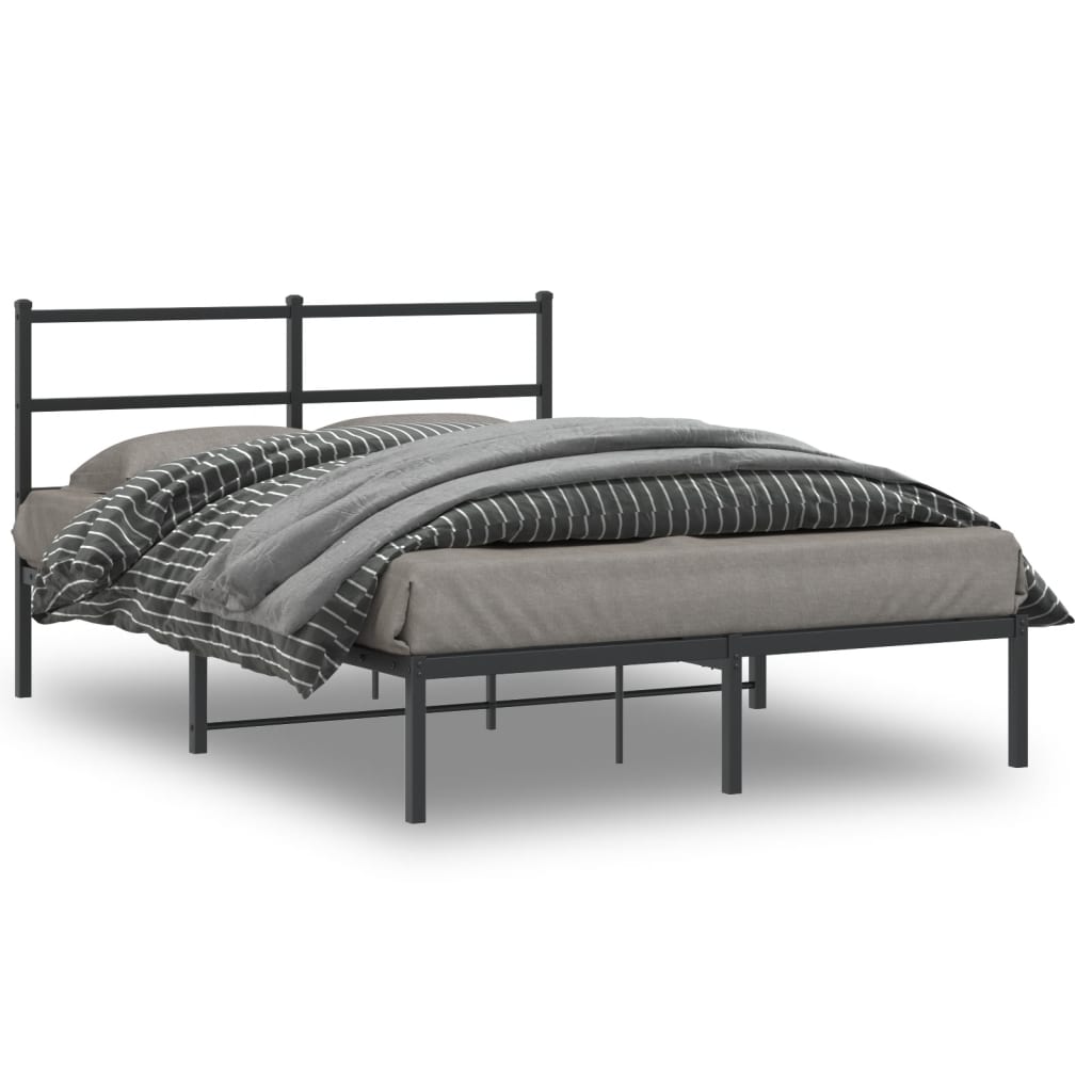 Cadre en Métal Blanc Avec Tête de Lit-Noir-avec tête de lit-135 x 190 cm-La-Fabrique-Industrielle