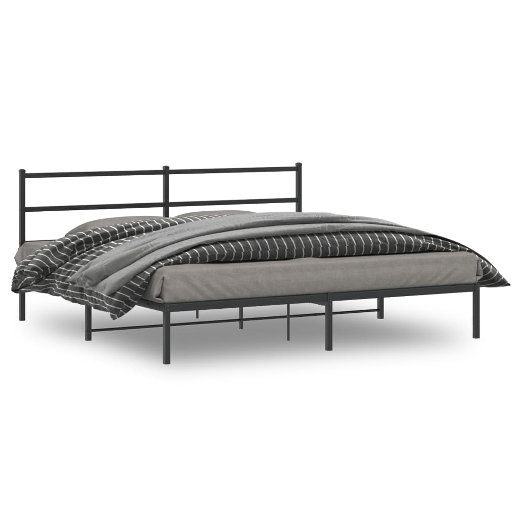 Cadre en Métal Blanc Avec Tête de Lit-Noir-avec tête de lit-183 x 213 cm-La-Fabrique-Industrielle
