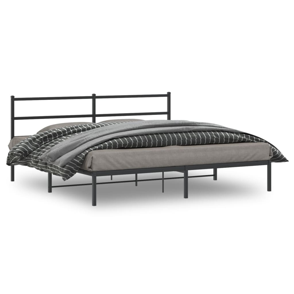 Cadre en Métal Blanc Avec Tête de Lit-Noir-avec tête de lit-193 x 203 cm-La-Fabrique-Industrielle