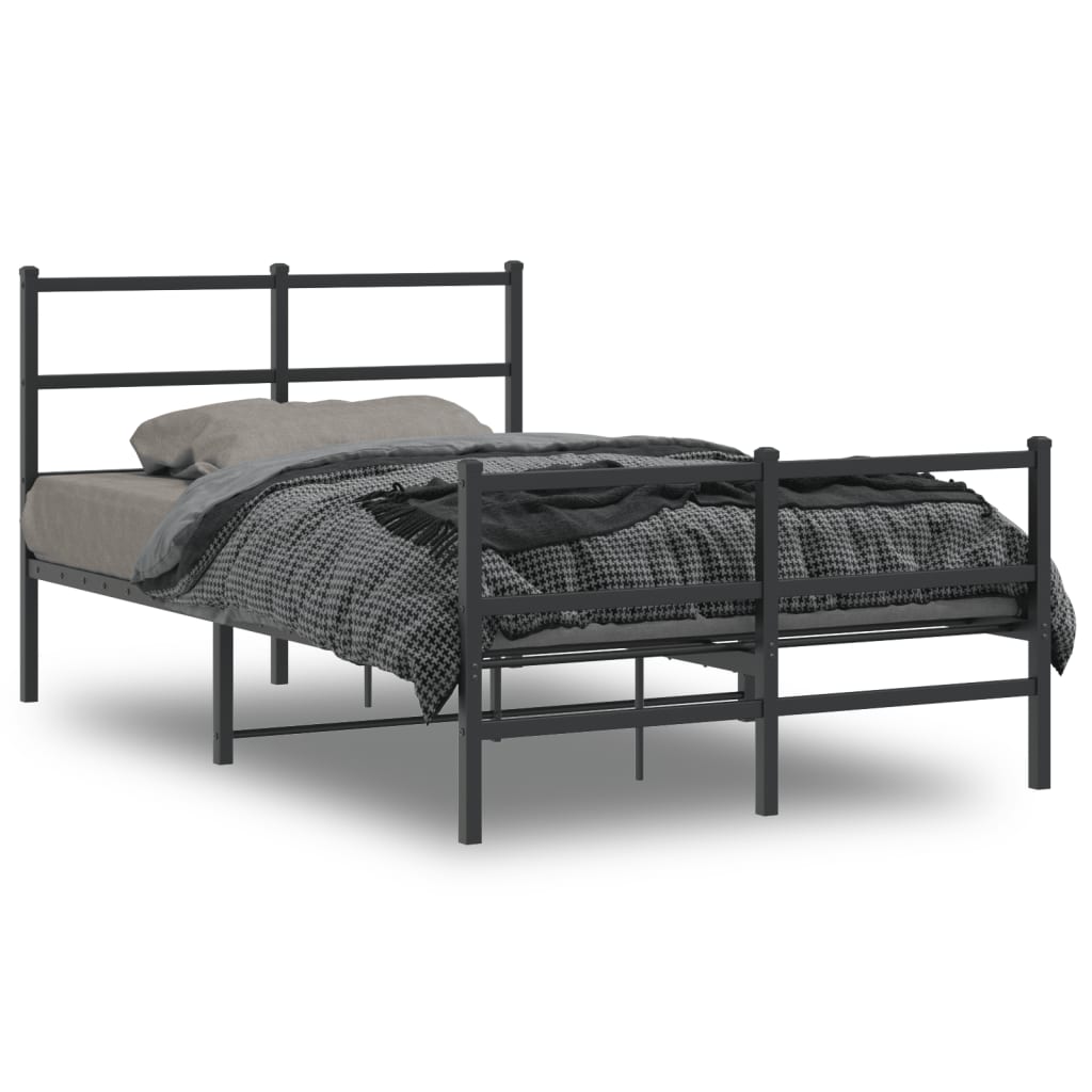 Cadre en Métal Blanc Avec Tête de Lit-Noir-avec tête de lit et pied de lit-120 x 190 cm-La-Fabrique-Industrielle
