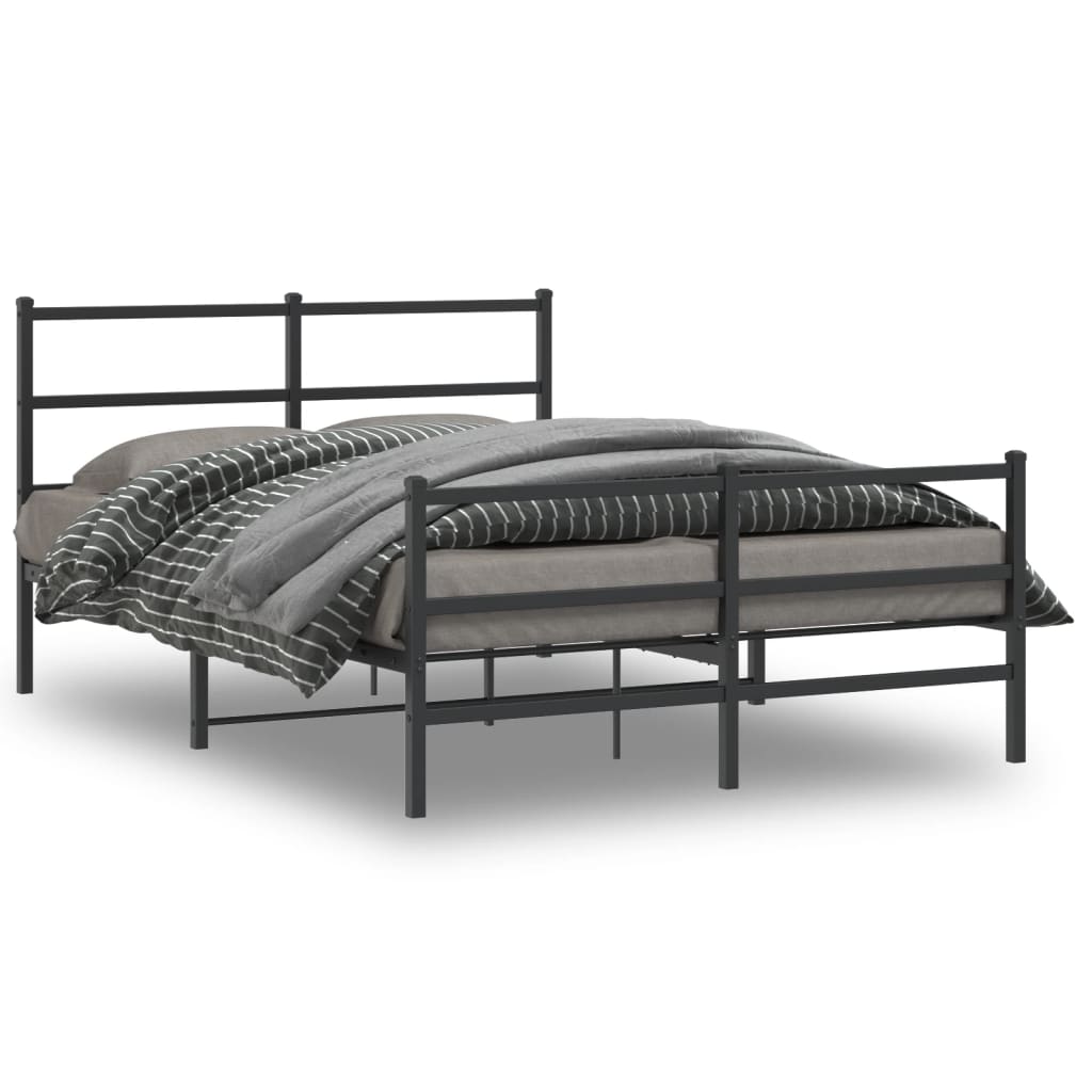 Cadre en Métal Blanc Avec Tête de Lit-Noir-avec tête de lit et pied de lit-140 x 190 cm-La-Fabrique-Industrielle