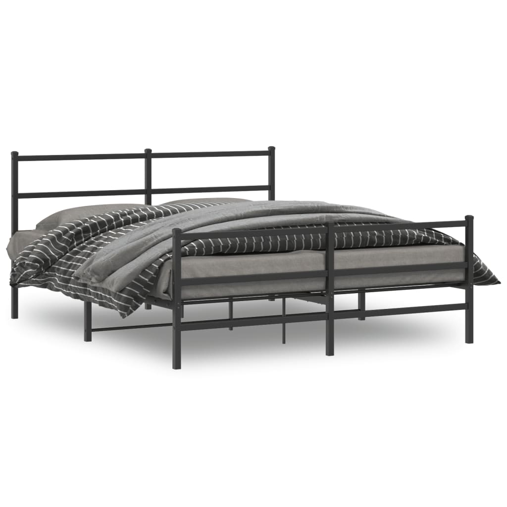 Cadre en Métal Blanc Avec Tête de Lit-Noir-avec tête de lit et pied de lit-150 x 200 cm-La-Fabrique-Industrielle