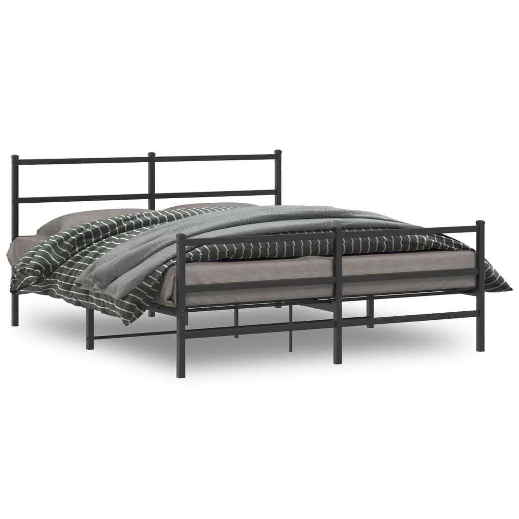 Cadre en Métal Blanc Avec Tête de Lit-Noir-avec tête de lit et pied de lit-160 x 200 cm-La-Fabrique-Industrielle