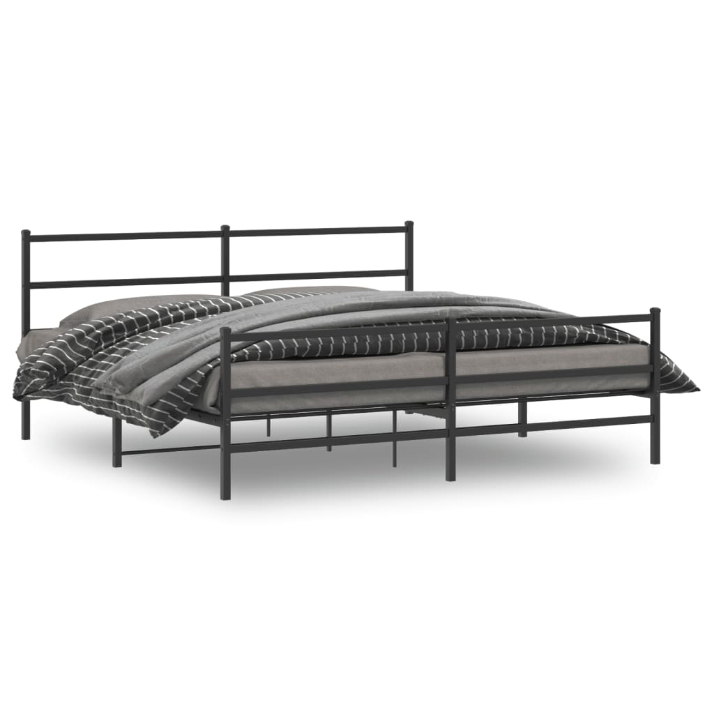 Cadre en Métal Blanc Avec Tête de Lit-Noir-avec tête de lit et pied de lit-180 x 200 cm-La-Fabrique-Industrielle
