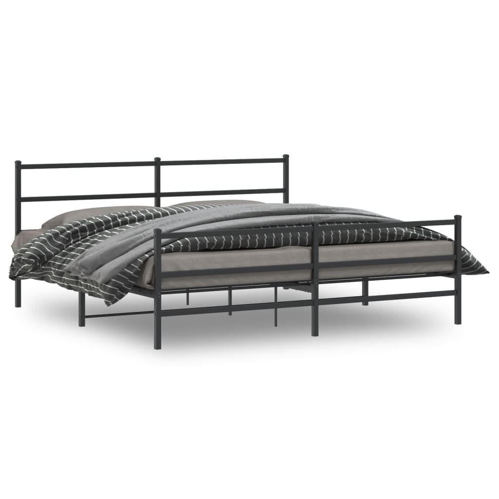 Cadre en Métal Blanc Avec Tête de Lit-Noir-avec tête de lit et pied de lit-183 x 213 cm-La-Fabrique-Industrielle