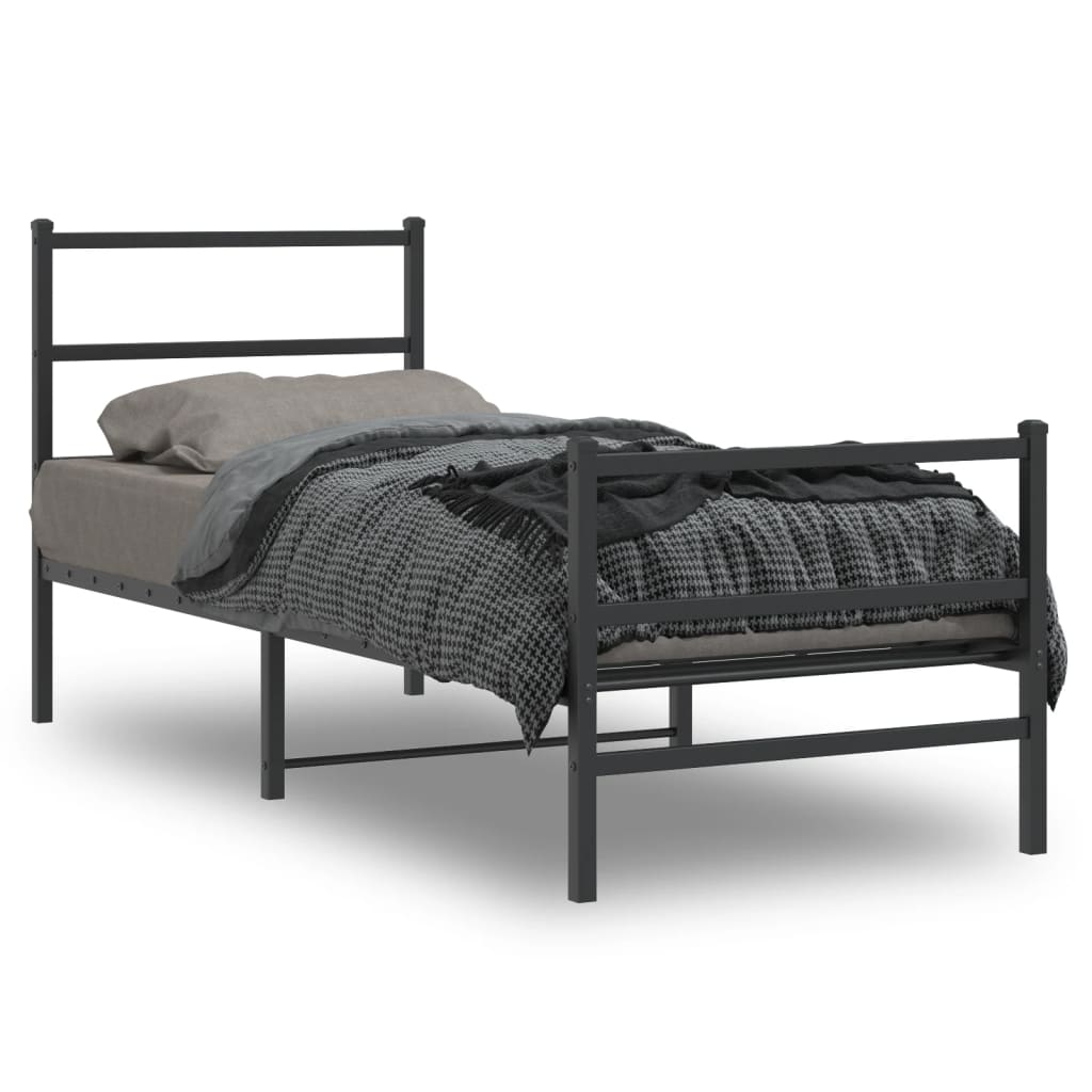 Cadre en Métal Blanc Avec Tête de Lit-Noir-avec tête de lit et pied de lit-80 x 200 cm-La-Fabrique-Industrielle