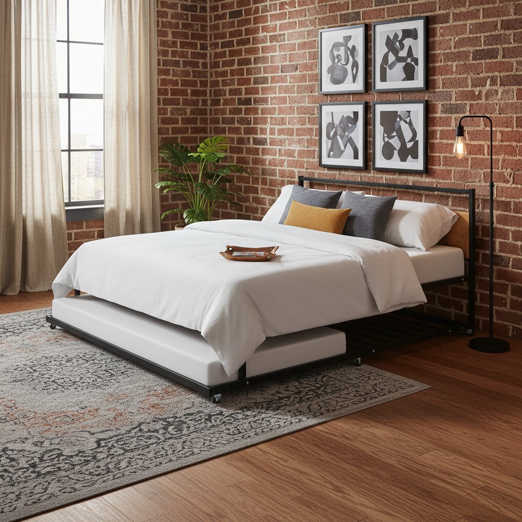 Cadre de Lit Simple en Métal Industriel