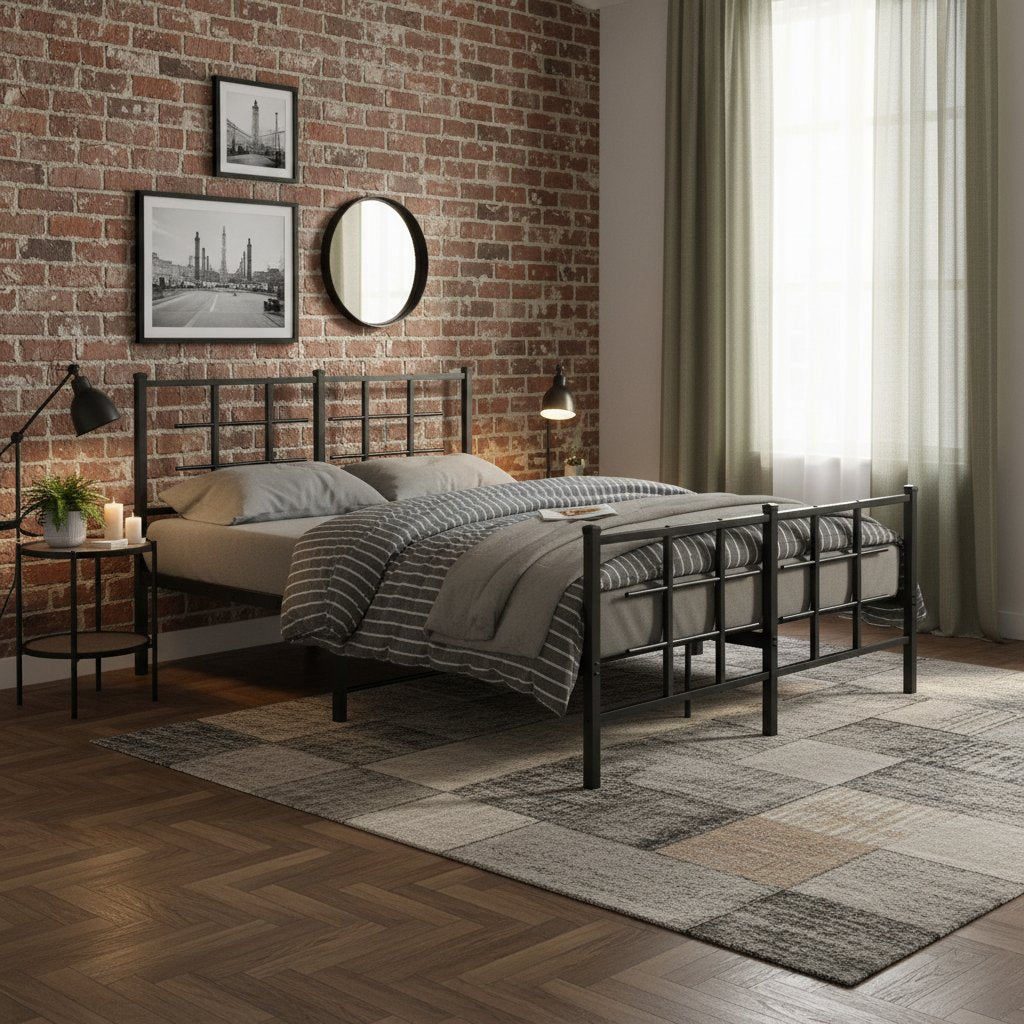 Cadre de Lit Style Industriel 140X200Cm