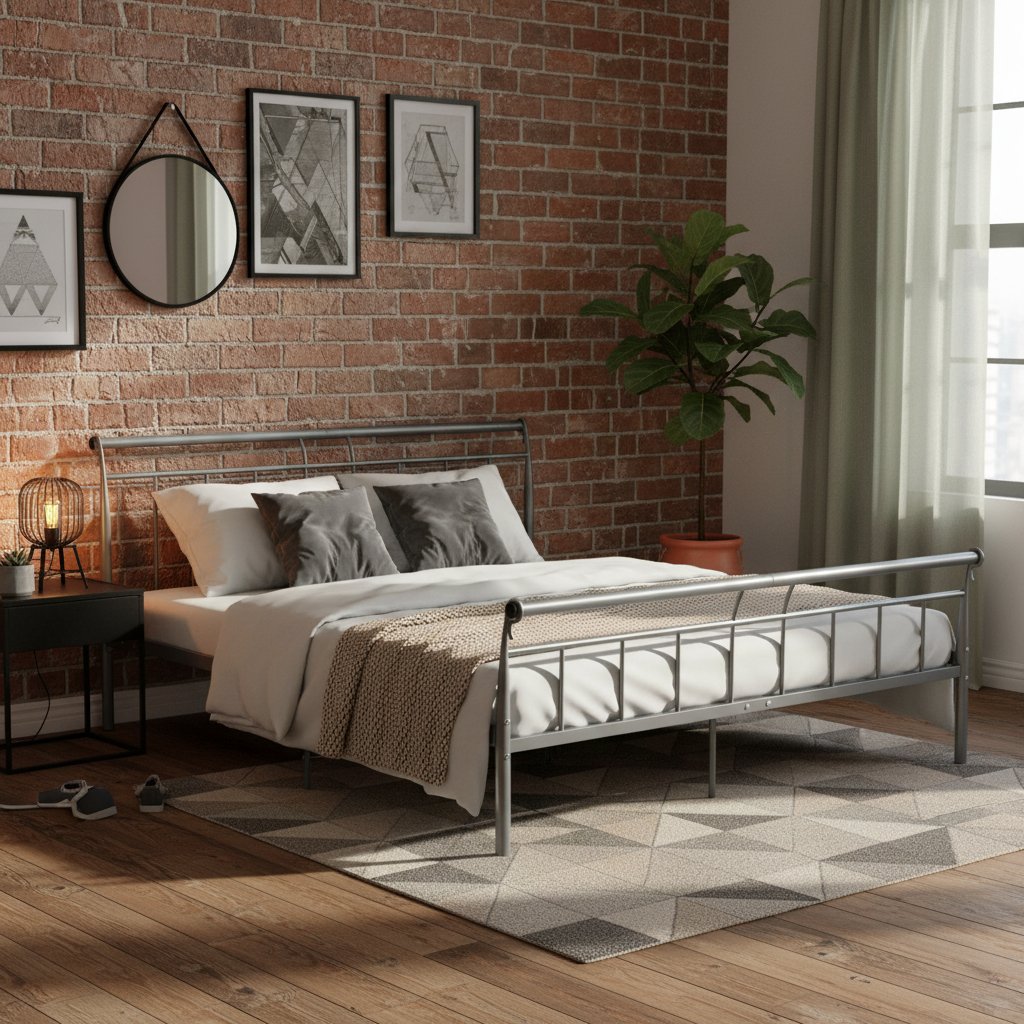 Cadre de Lit en Acier Ambiance Industrielle
