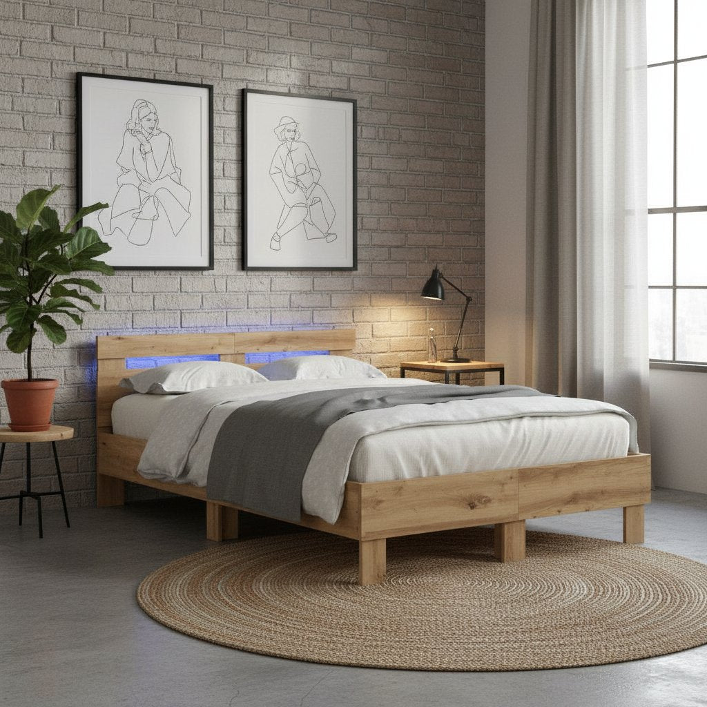 Cadre de Lit en Bois Design et Chêne Massif