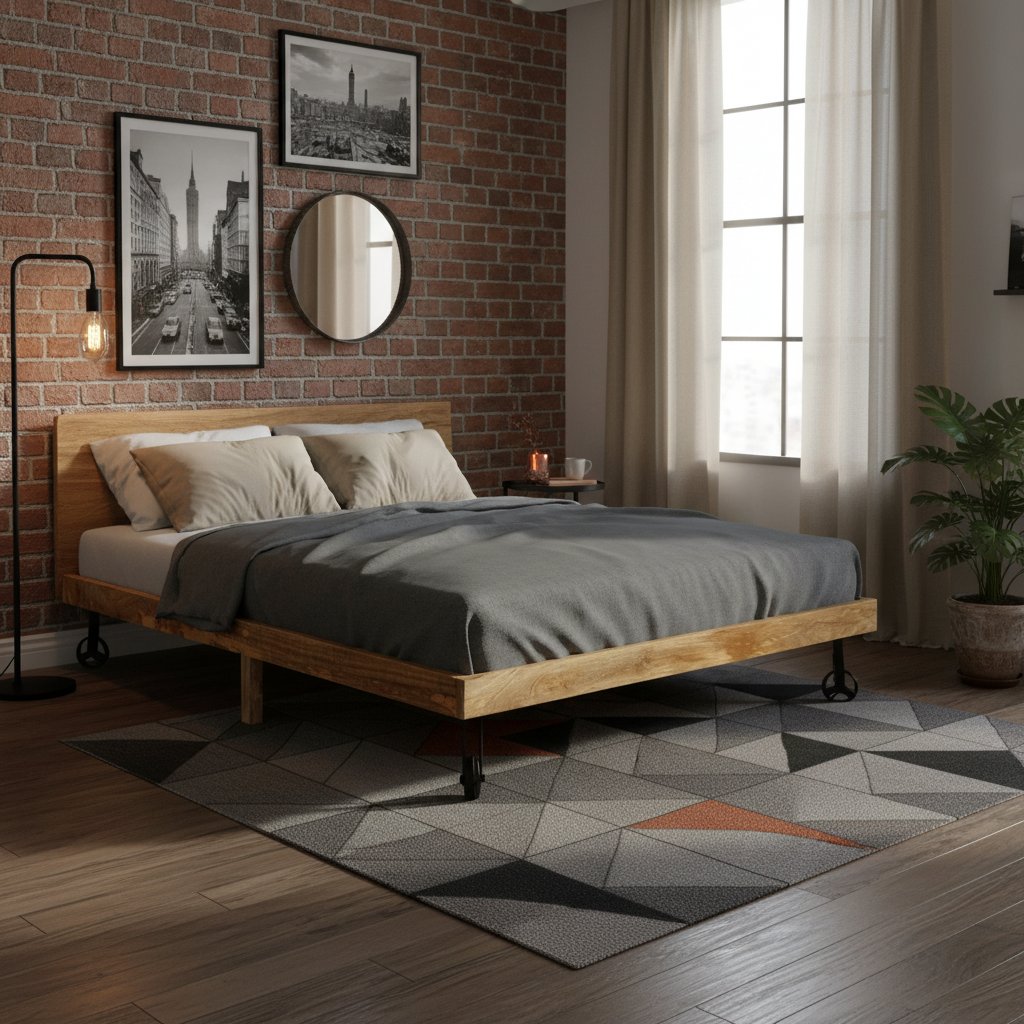 Cadre de Lit en Bois Massif de Manguier