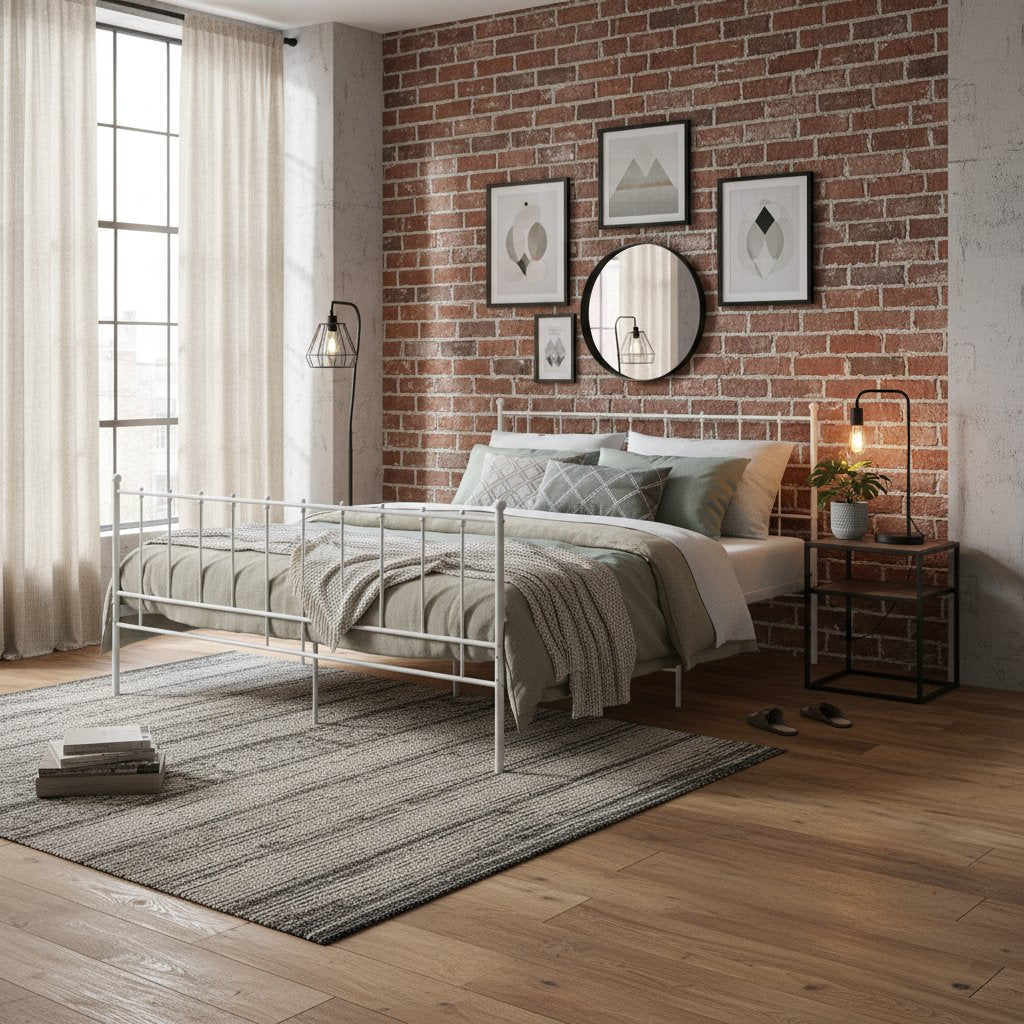 Cadre de Lit en Métal Blanc Épuré