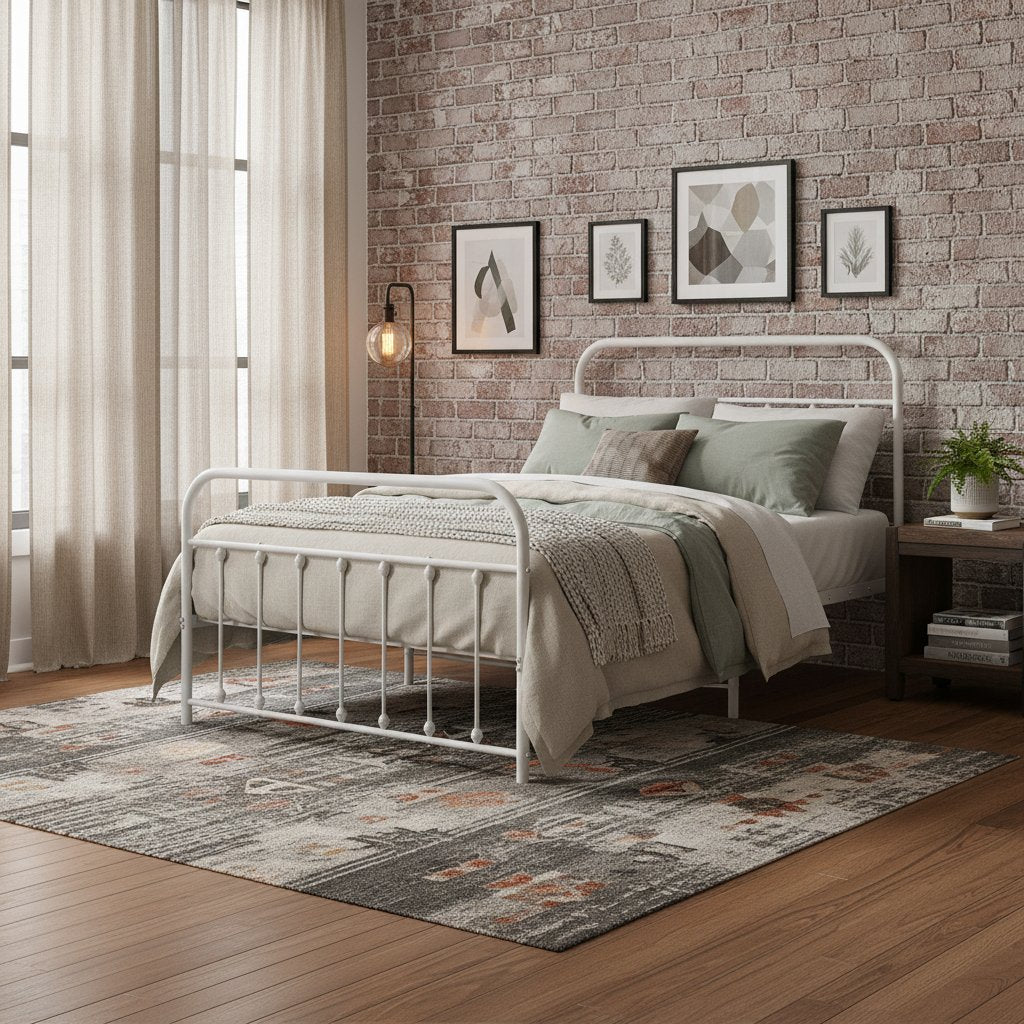 Cadre de Lit en Métal au Style Industriel