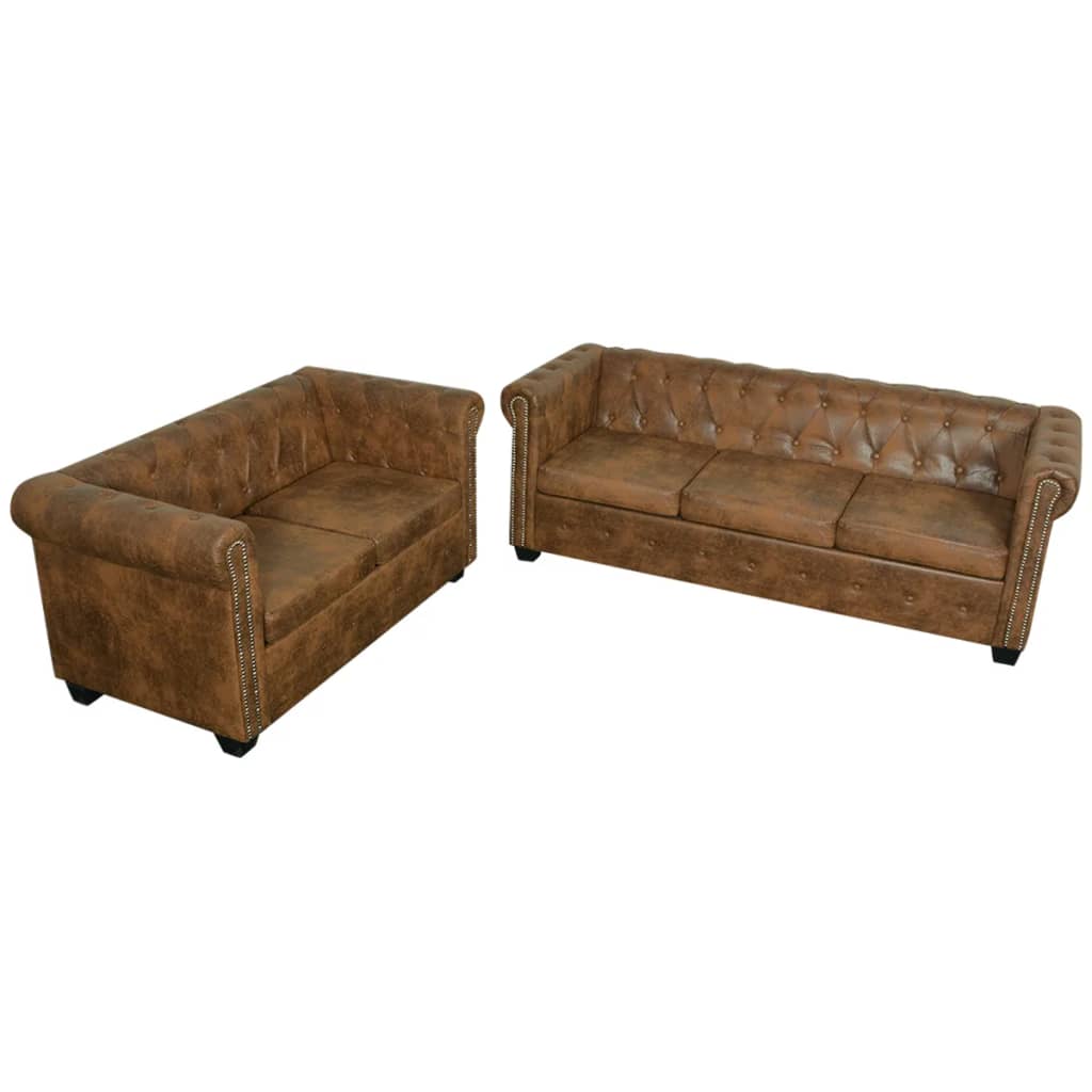 Canapé Chesterfield 3 Places en Cuir-Marron-2 places 3 places-La-Fabrique-Industrielle