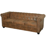 Canapé Chesterfield 3 Places en Cuir-Marron-3 places-La-Fabrique-Industrielle