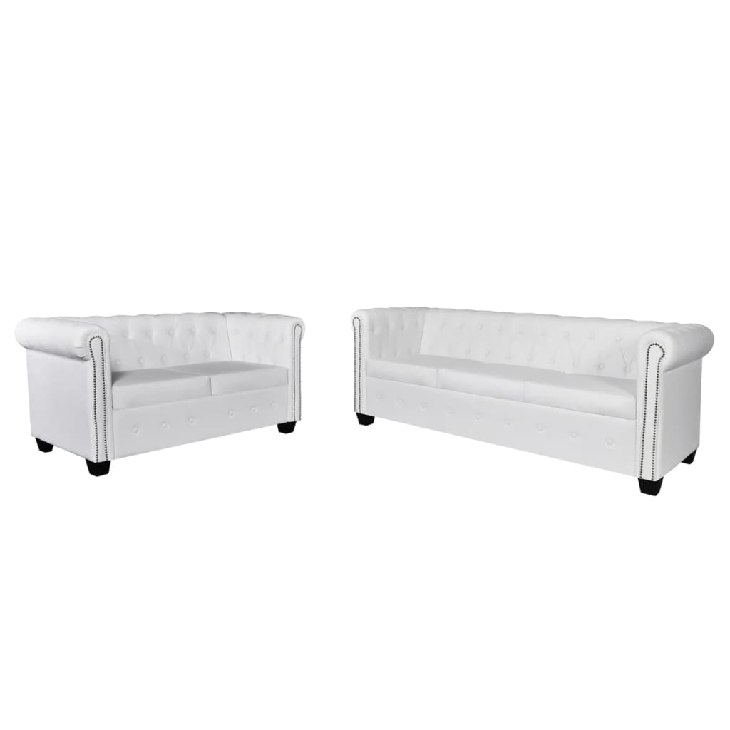 Canapé Chesterfield Moderne en Cuir-Blanc-2 places 3 places-La-Fabrique-Industrielle