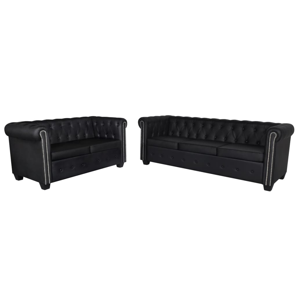 Canapé Chesterfield Moderne en Cuir-Noir-2 places 3 places-La-Fabrique-Industrielle