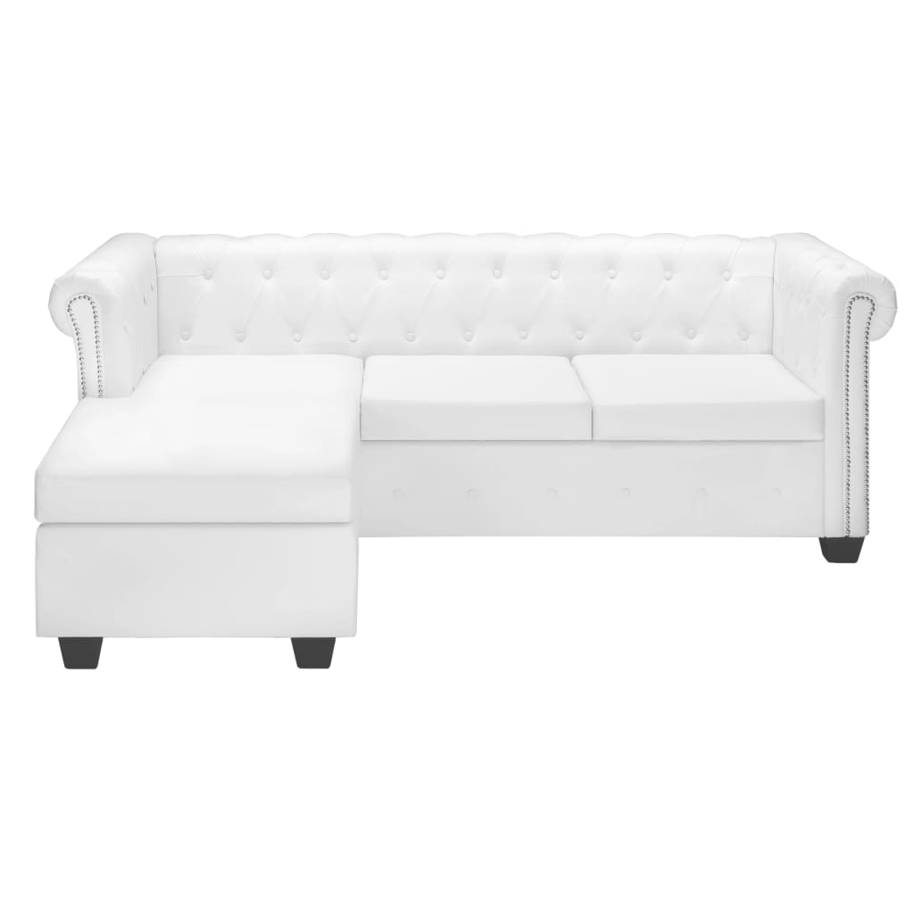 Canapé Chesterfield en Cuir Synthétique Blanc-La-Fabrique-Industrielle