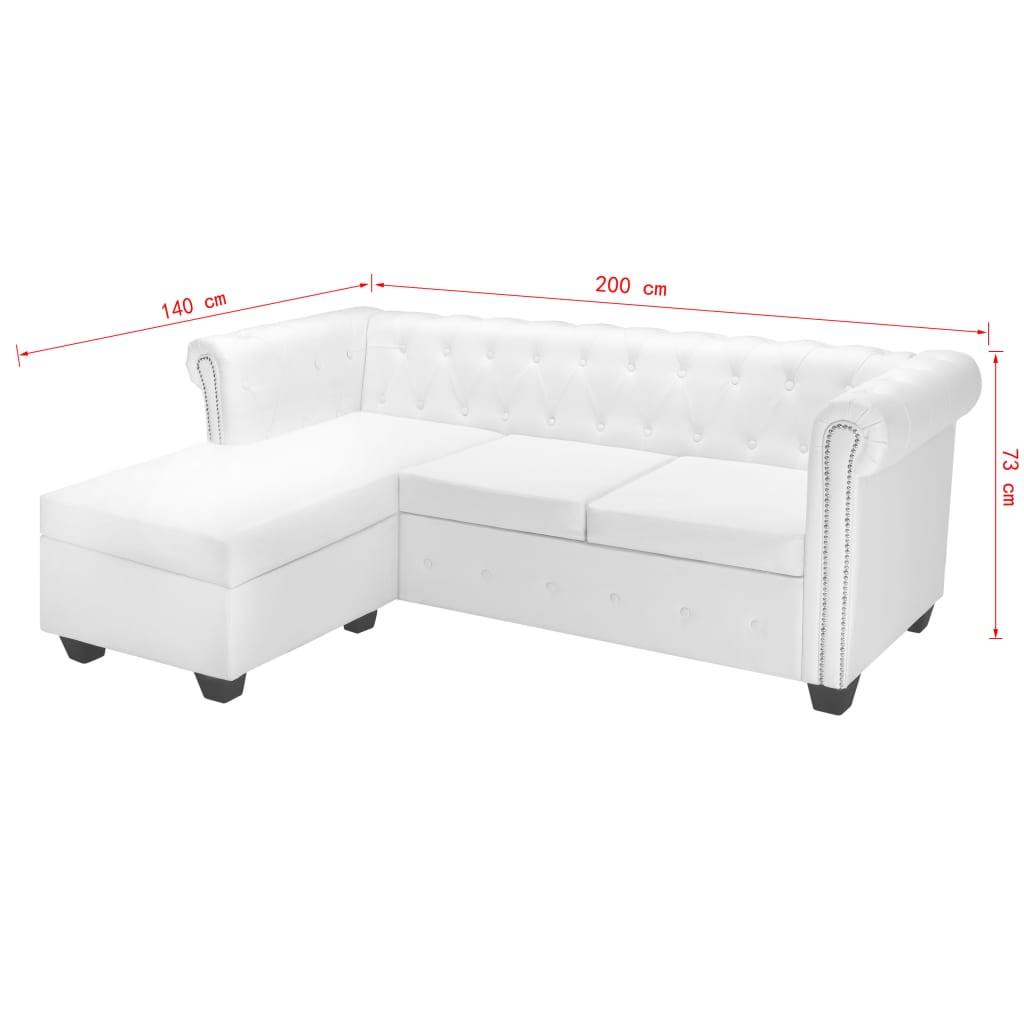 Canapé Chesterfield en Cuir Synthétique Blanc-La-Fabrique-Industrielle