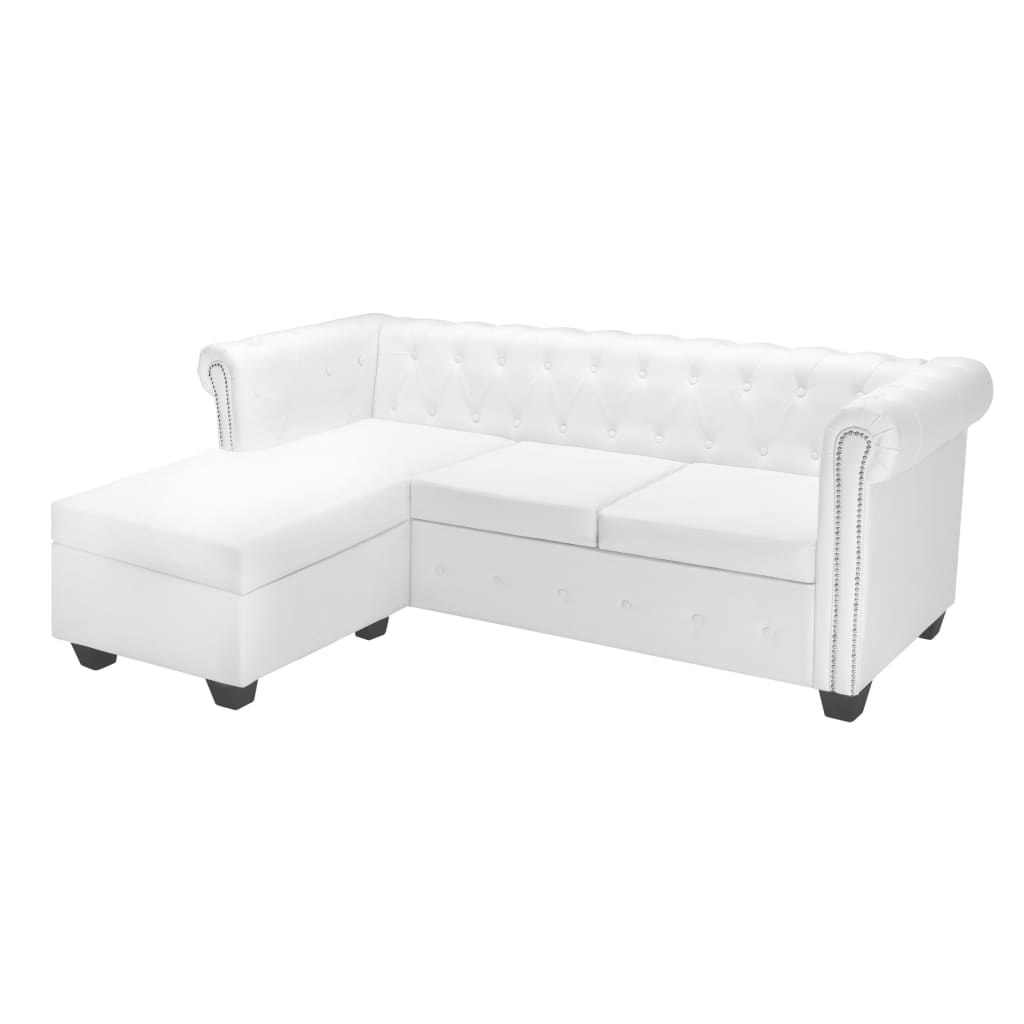 Canapé Chesterfield en Cuir Synthétique Blanc-La-Fabrique-Industrielle