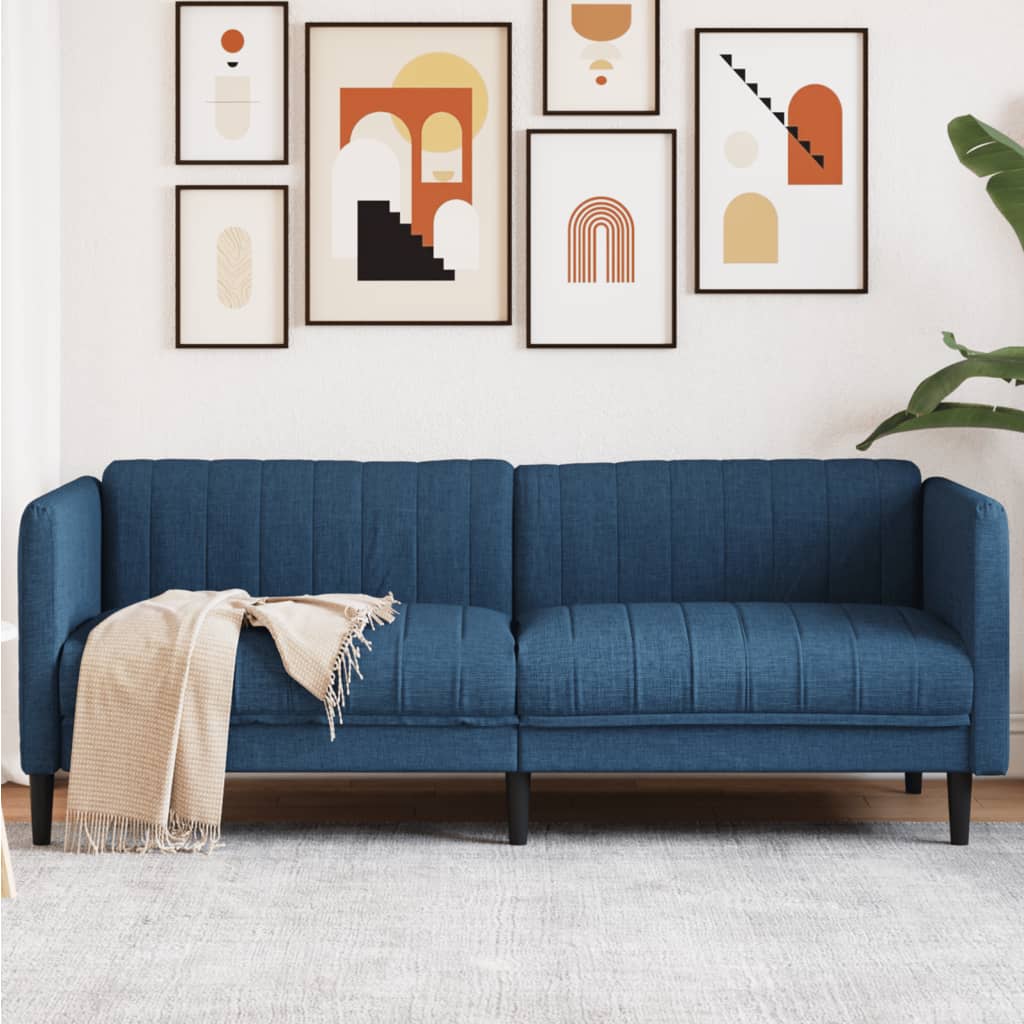 Canapé Fauteuil en Similicuir Daim-Bleu-3 places-La-Fabrique-Industrielle